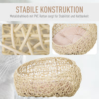 PawHut Rattan Katzenhöhle Katzenbett Katzenhaus mit Kissen Katzenzelt Haustierhaus für Katzen Hunde – Produktabbildung 5