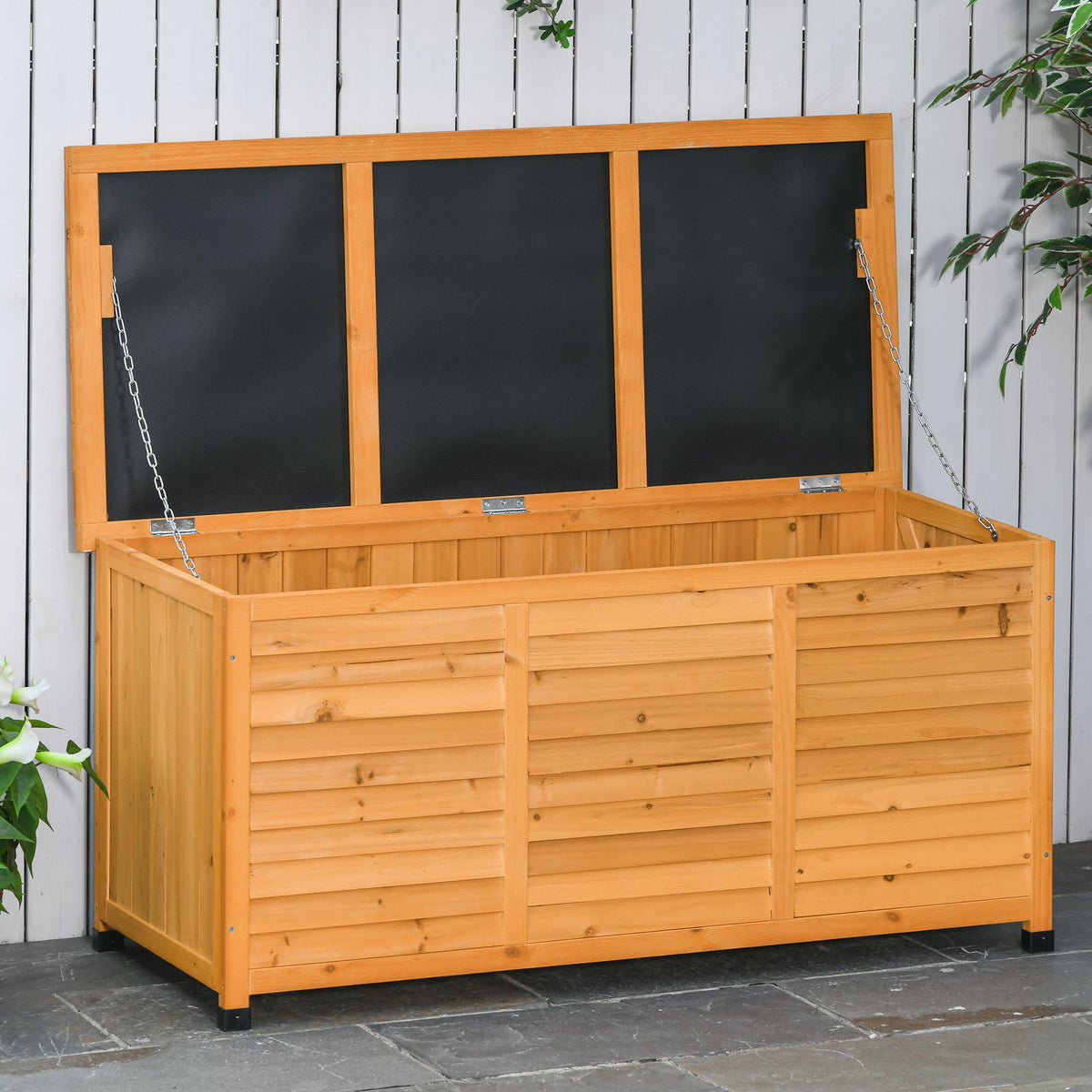 Gartenbox, Kissenbox, Aufbewahrungsbox, Aufbewahrungsbox, Gartentruhe, wetterbeständig, Massivholz, 127 – Produktabbildung 2