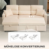 HOMCOM Verstellbares Bettsofa, L-förmiges Gästesofa mit Bettfunktion, Stauraum, Kissen, für Wohnzimmer – Produktabbildung 5