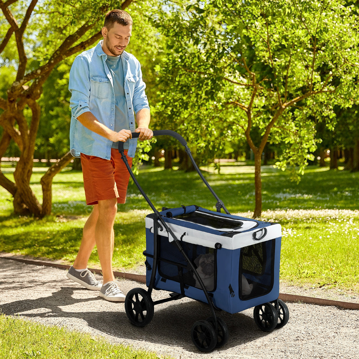 PawHut Hundbuggy Haustierbuggy Haustiertransporter bis 10kg klappbar verstellbare Trageriemen – Produktabbildung 2