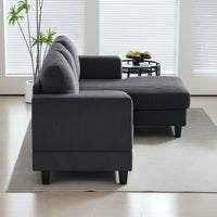 HOMCOM Ecksofa, L-förmiges 3-Sitzer-Sofa mit Chaiselongue, Holzkonstruktion, 8 Beine, Cordstoff – Produktabbildung 9