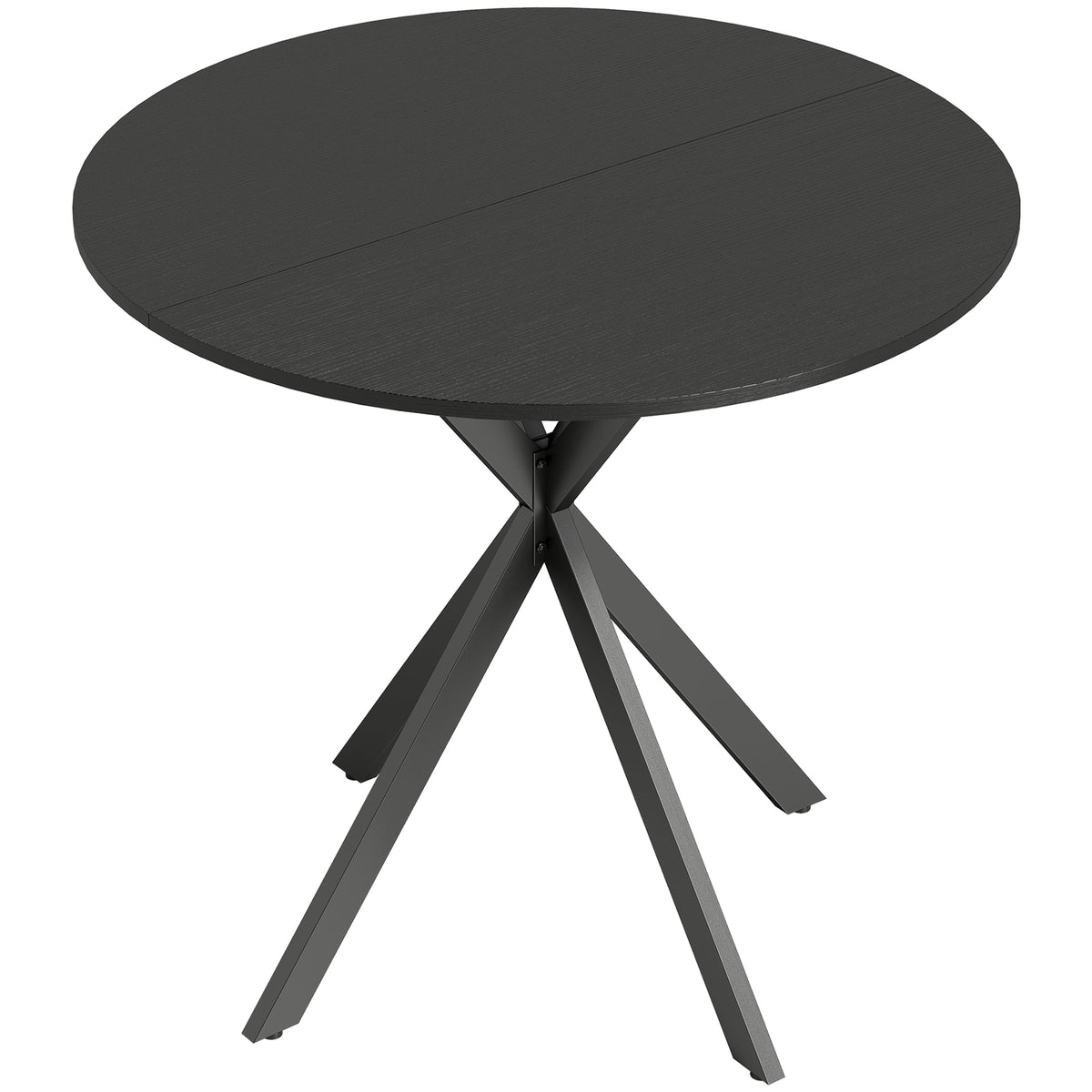 HOMCOM Runder Küchentisch, 80 cm, kompakte Tischplatte, Spanplatte, Metall, Schwarz