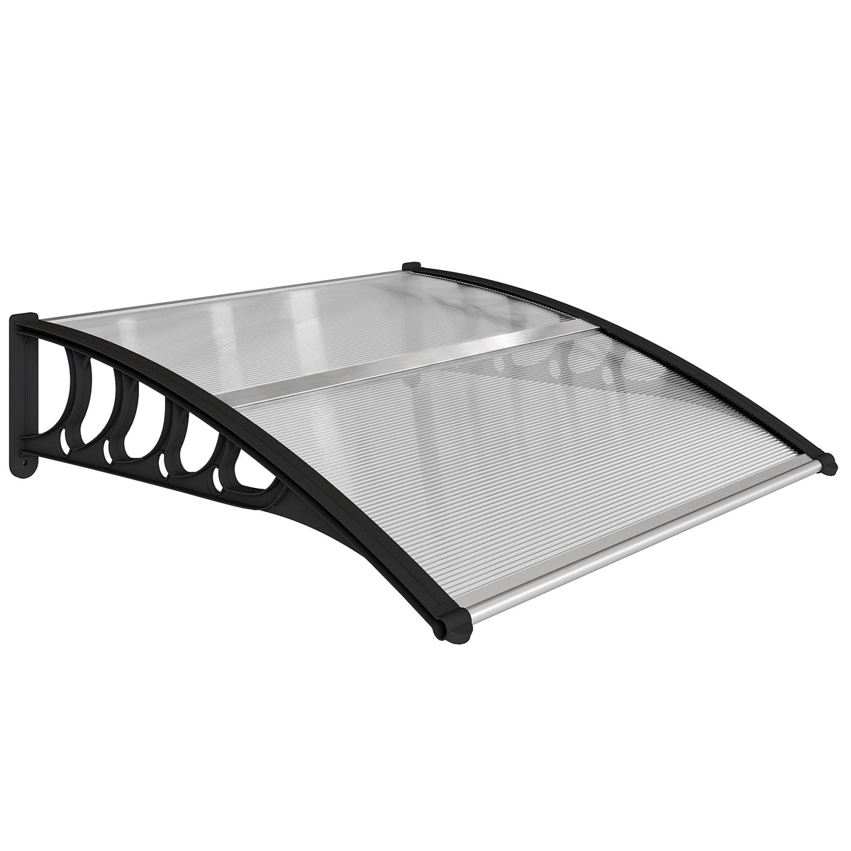 Outsunny Vordach für Haustür/Fenster, wetterfest, transparent, Aluminium-Verbindungstangen/Polycarbonat