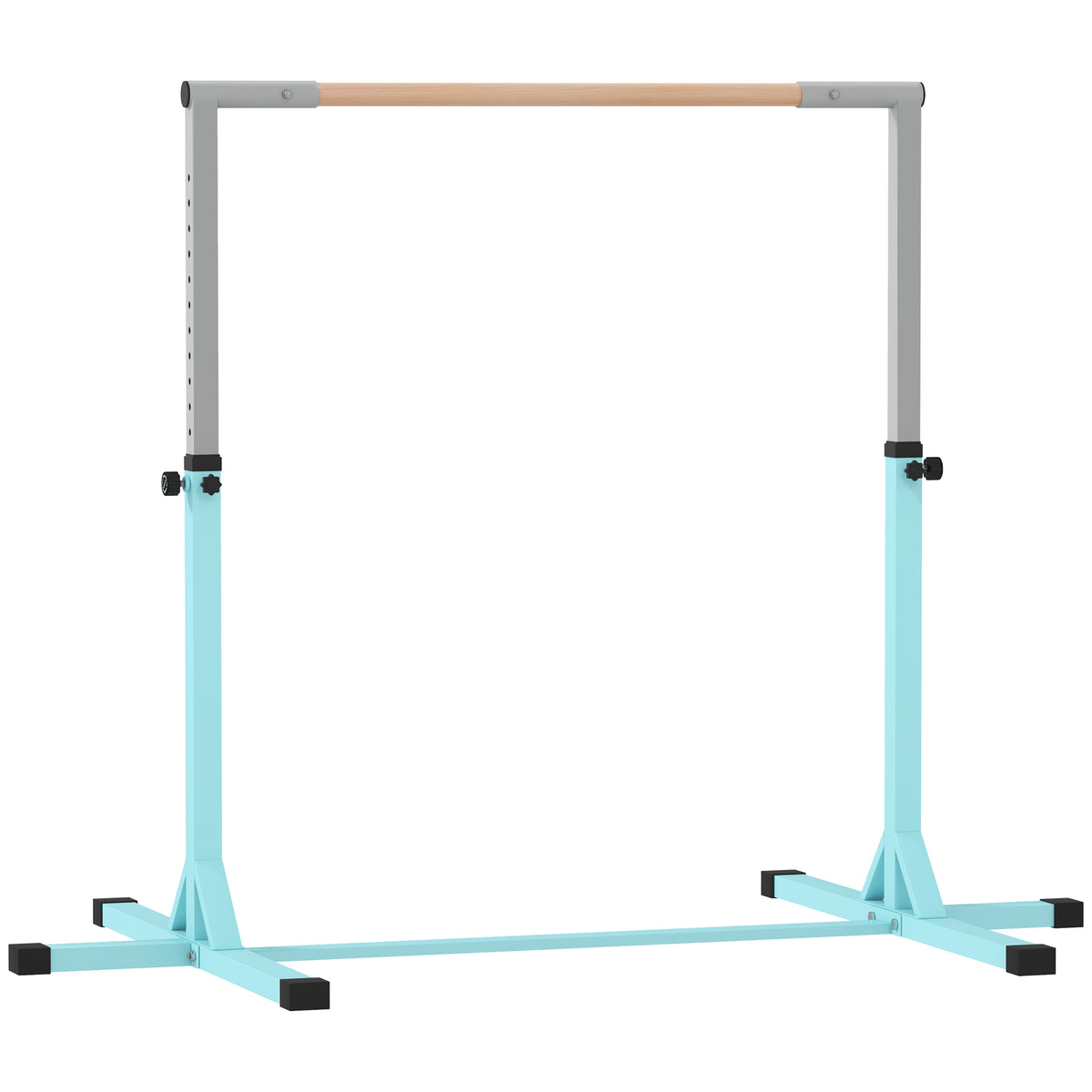 HOMCOM Gymnastik-Turnreck, Reckstange, 13-stufig höhenverstellbar, bis 75 kg belastbar, Stahl, Buchenholz