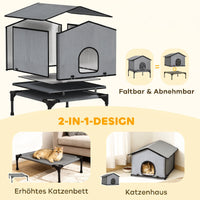 PawHut Katzenhaus klappbar Katzenhütte mit Kissen, Erhöhtes wasserabweisend Katzenhöhle 62 x 58,5 x 60 – Produktabbildung 4