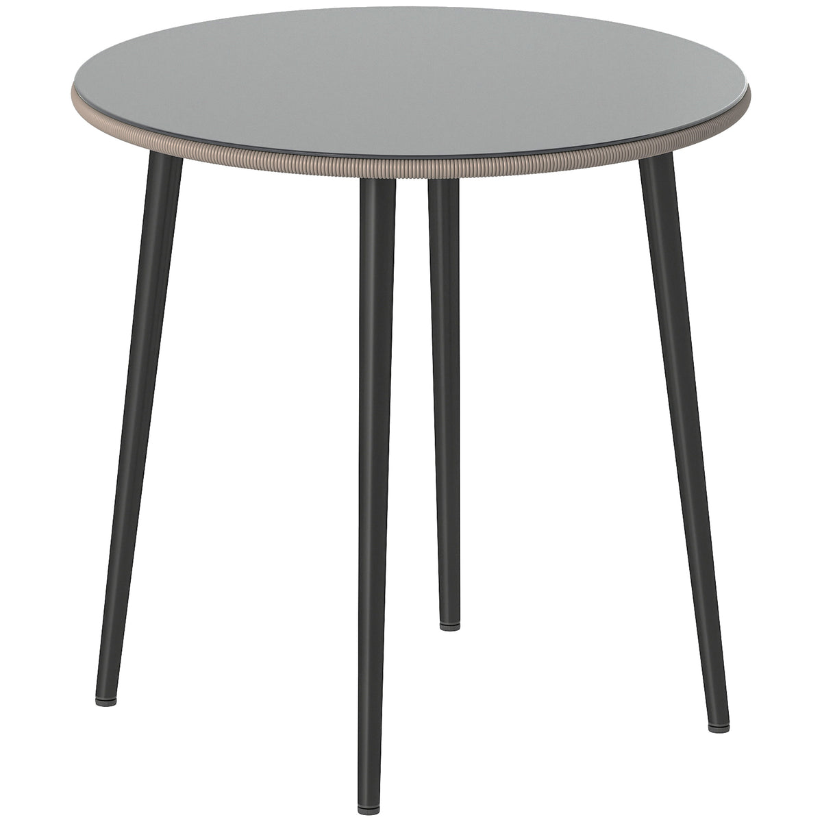 Outsunny Gartentisch Stahl Buffettisch mit Stahlrahmen, PE-Rattan-Rand, verstellbaren Füßen, 4 Personen 80 x