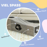 PawHut Katzentunnel, 2 Katzenhöhlen, Kratzflächen und Ballspielzeug, 98 cm x 30 cm x 30 cm, Braun + Grau – Produktabbildung 5