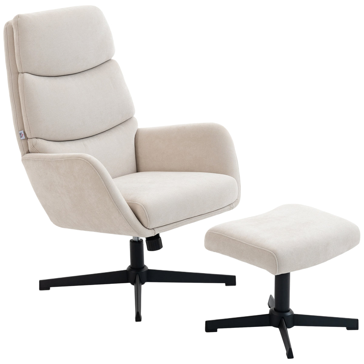 HOMCOM Polstersessel mit Fußhocker, Lounge-Sessel mit hoher Rückenlehne, Metallbasis, für Wohnzimmer