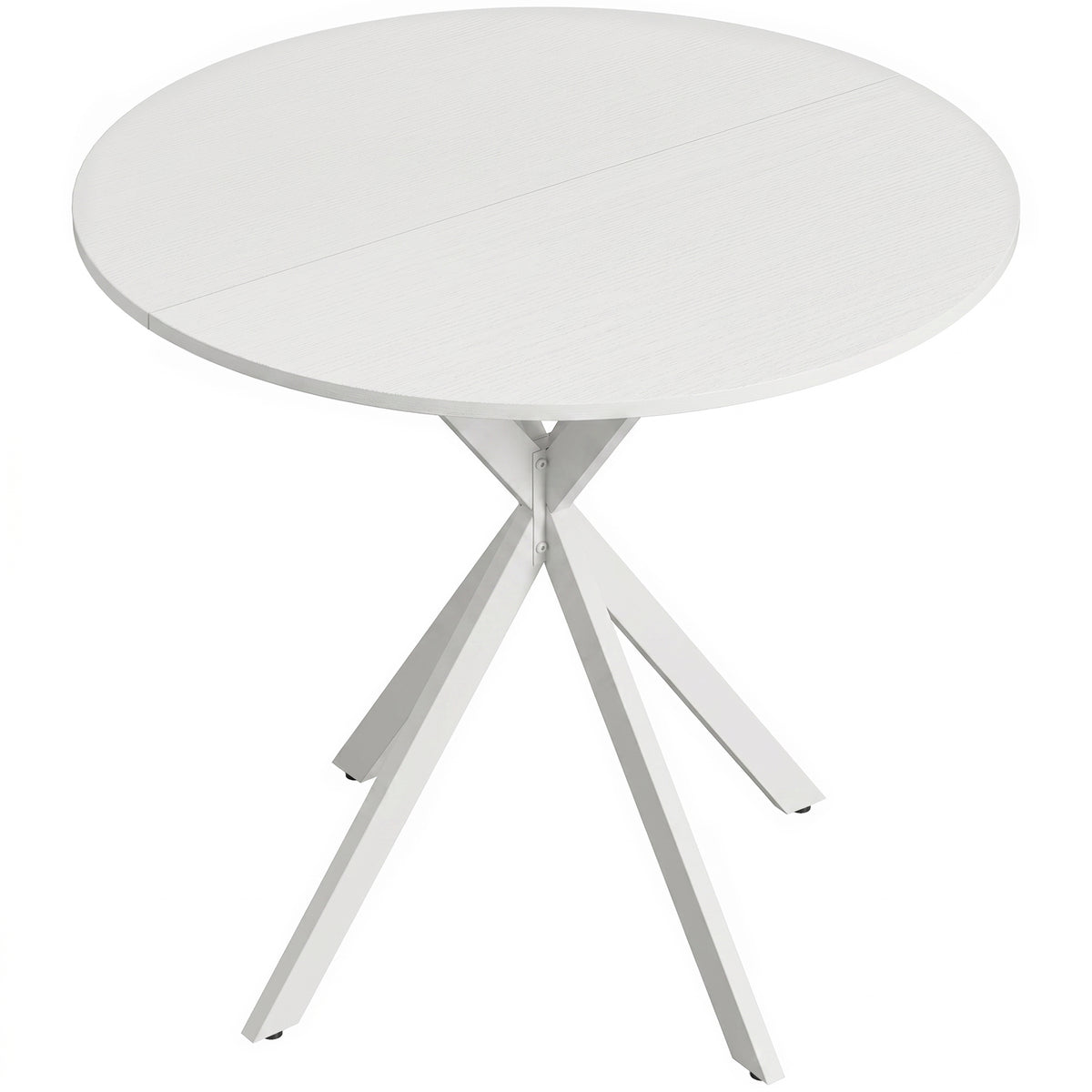 HOMCOM Runder Küchentisch, 80 cm, kompakte Tischplatte, Spanplatte, Metall, Weiß