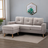 HOMCOM 3-Sitzer-Ecksofa, Leinenoptik, Wendbare Chaiselongue, 193x136x85 cm, Hellgrau – Produktabbildung 2