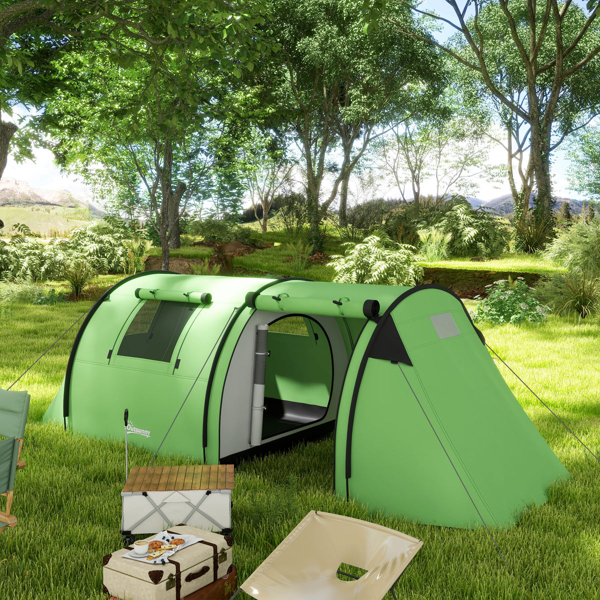 Outsunny Campingzelt für 3-4 Personen stabil wasserdicht Familienzelt mit Schlafzimmer Wohnzimmer 3000mm – Produktabbildung 2