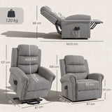 HOMCOM Massagesessel mit Aufstehhilfe, Relaxsessel, Vibrationsköpfe, mit Neigefunktion, Leinenoptik – Produktabbildung 3