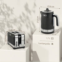 HOMCOM Wasserkocher- und Toaster-Set, 1,7 l 2200 W Schnellkoch-Wasserkocher mit Thermostat – Produktabbildung 3