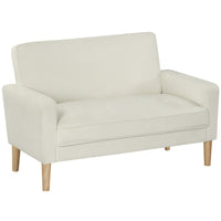 HOMCOM 2-Sitzer-Sofa, Doppelsitzsofa mit Kautschukholzbeinen, Polstersofa für Wohnzimmer, Schlafzimmer