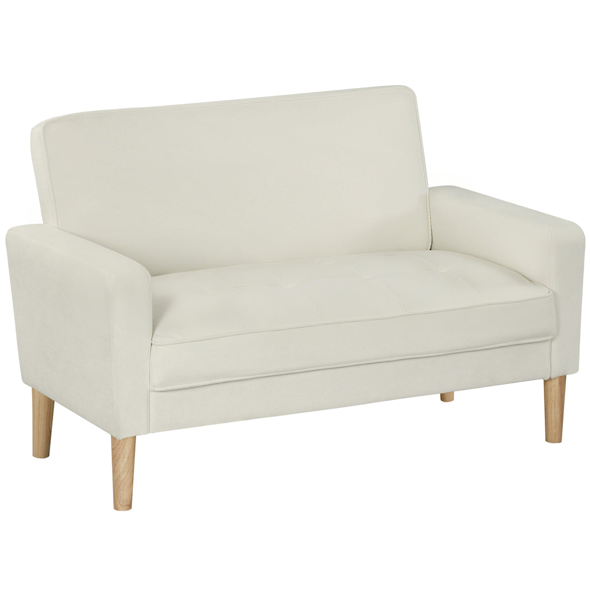 HOMCOM 2-Sitzer-Sofa, Doppelsitzsofa mit Kautschukholzbeinen, Polstersofa für Wohnzimmer, Schlafzimmer