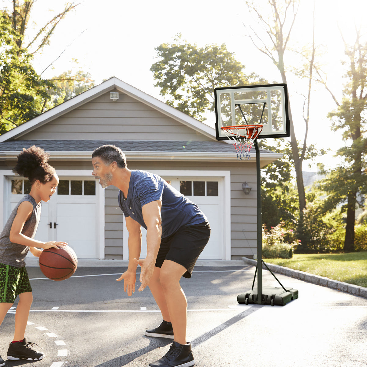 Basketballkorb Outdoor mit Ständer, 255–305cm Höhenverstellbar Basketballständer mit Rollen – Produktabbildung 2