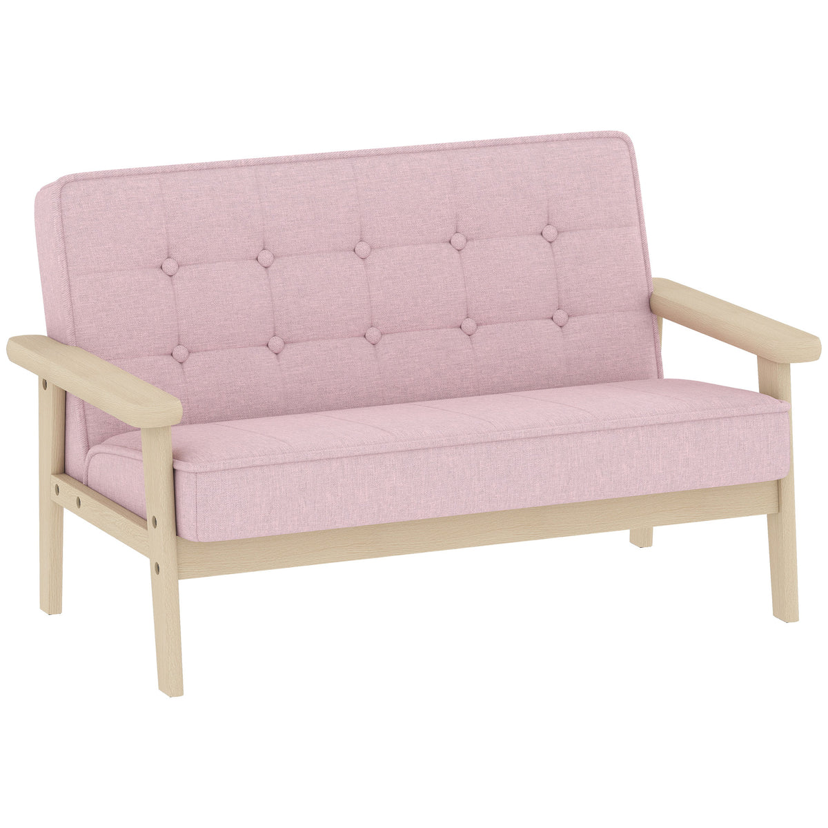Kindersessel, Kindersofa mit Holzrahmen, Samtoptik, gepolstert, für Kinder von 3-8 Jahren Rosa