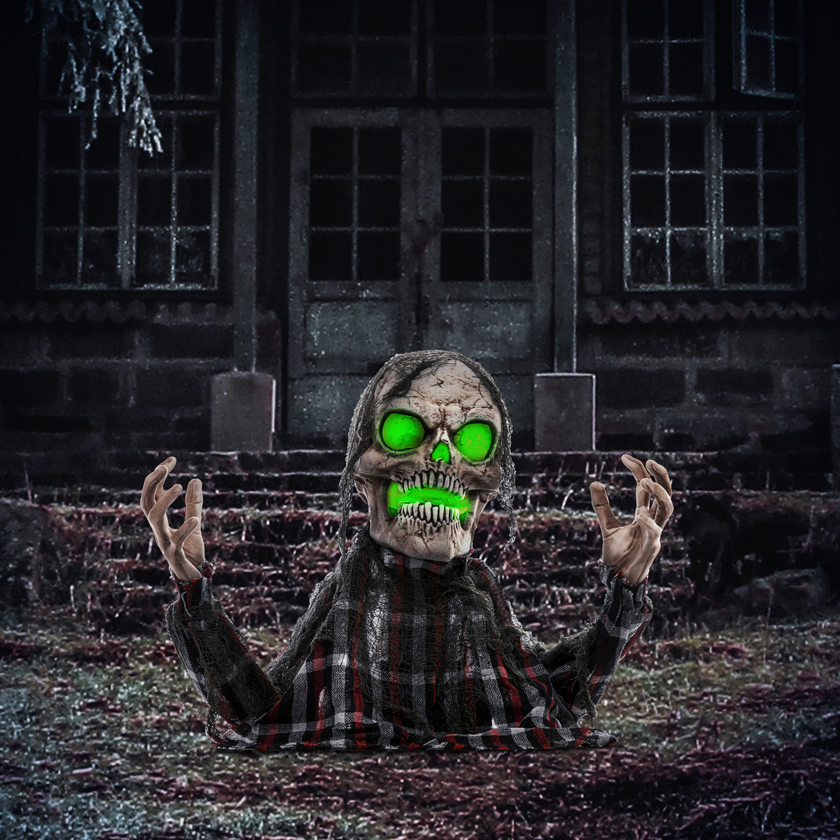 HOMCOM Halloweendekoration Groundbreaker-Skelett, biegsame Arme, leuchtende Augen, unheimliches Heulen – Produktabbildung 2