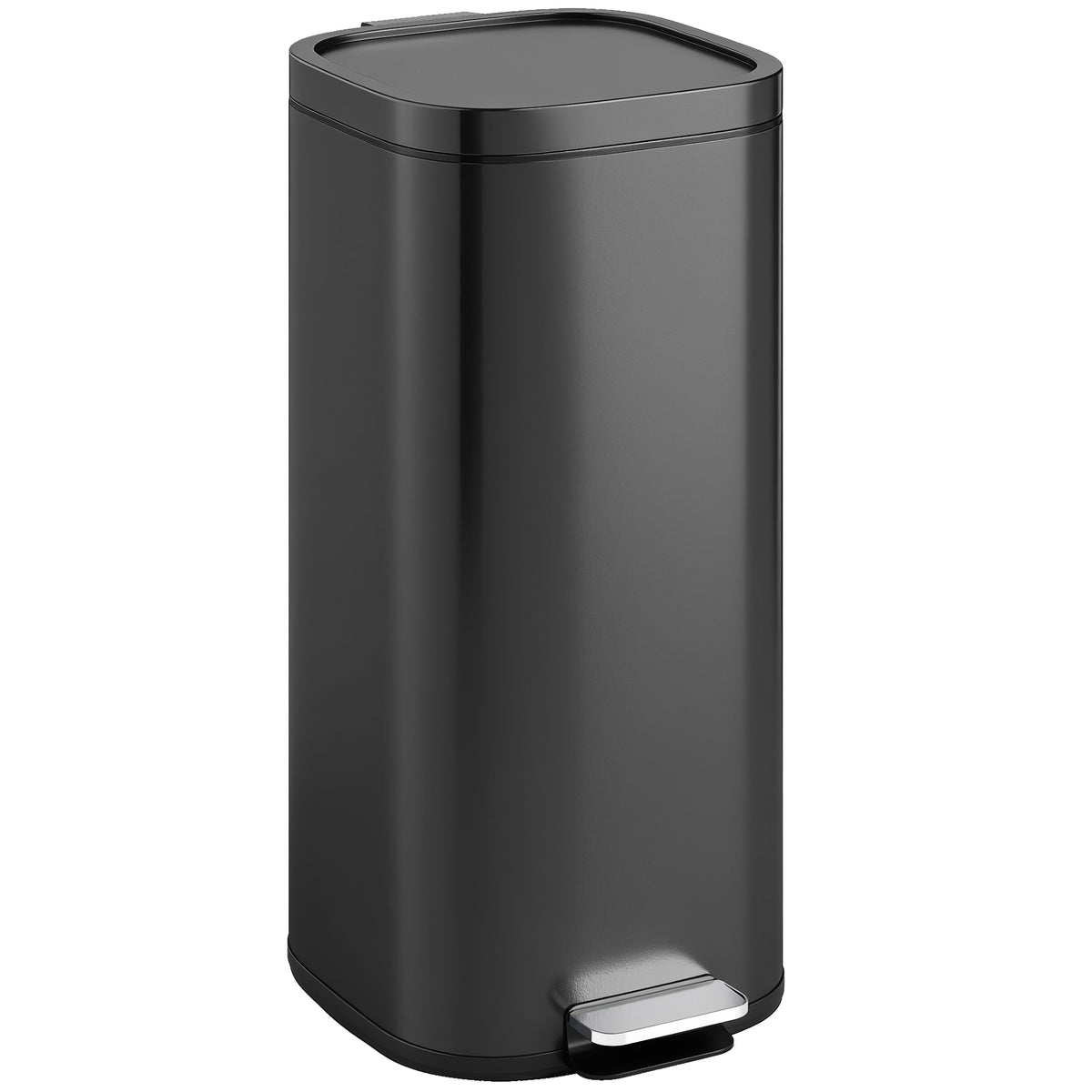 HOMCOM 30L Küchenmülleimer Pedaleimer mit Deckel, Soft-Close- und Offenhalte-Funktion für Küche, Zuhause