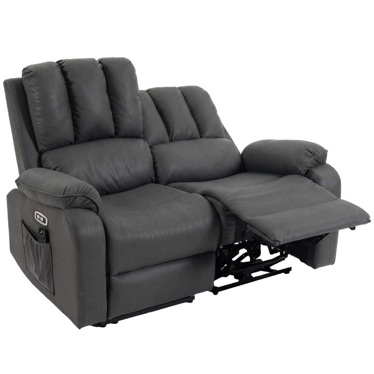 HOMCOM 2-Sitzer elektrisches Relaxsofa aus Leathaire mit Massage- und Heizfunktion, 2 Fernbedienungen