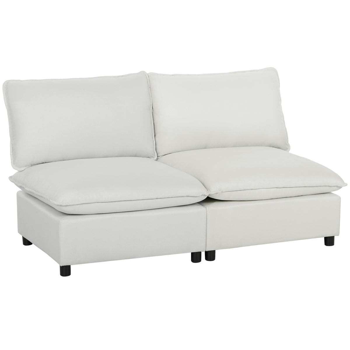 HOMCOM 2-Sitzer-Sofa, 146 cm Kunstleder-Modularsofa mit breiter und tiefer Sitzfläche, dicken Kissen