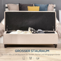 HOMCOM Polsterbank mit Stauraum, Knopfheftung, bis 120 kg, 125 x 49 x 41,5 cm, Beige – Produktabbildung 4