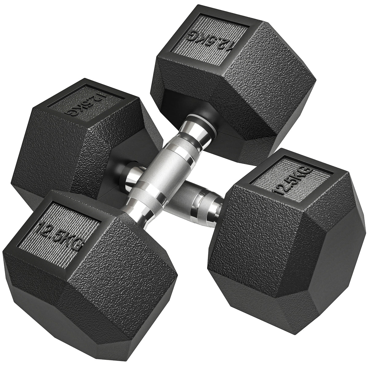 HOMCOM Hanteln mit gerändeltem Griff, Kurzhantel aus Gusseisen, 2 x 12,5 kg für Zuhause, Fitnessstudio