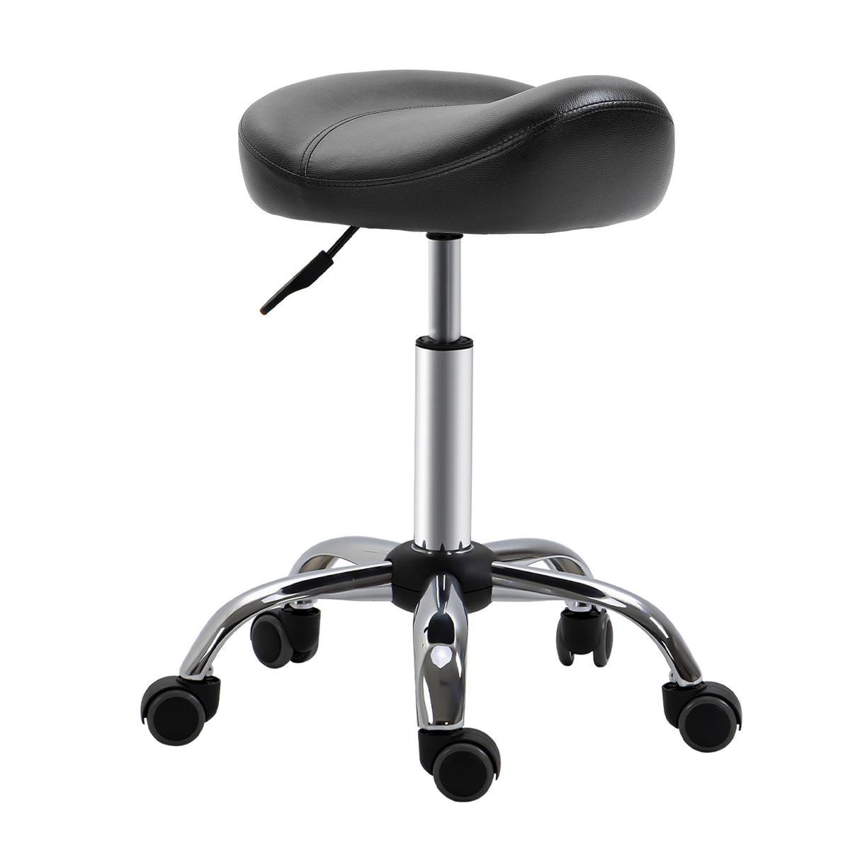 HOMCOM Salonhocker mit Sattelsitz, höhenverstellbar, Kunstleder, 48x48x54-69cm, Schwarz