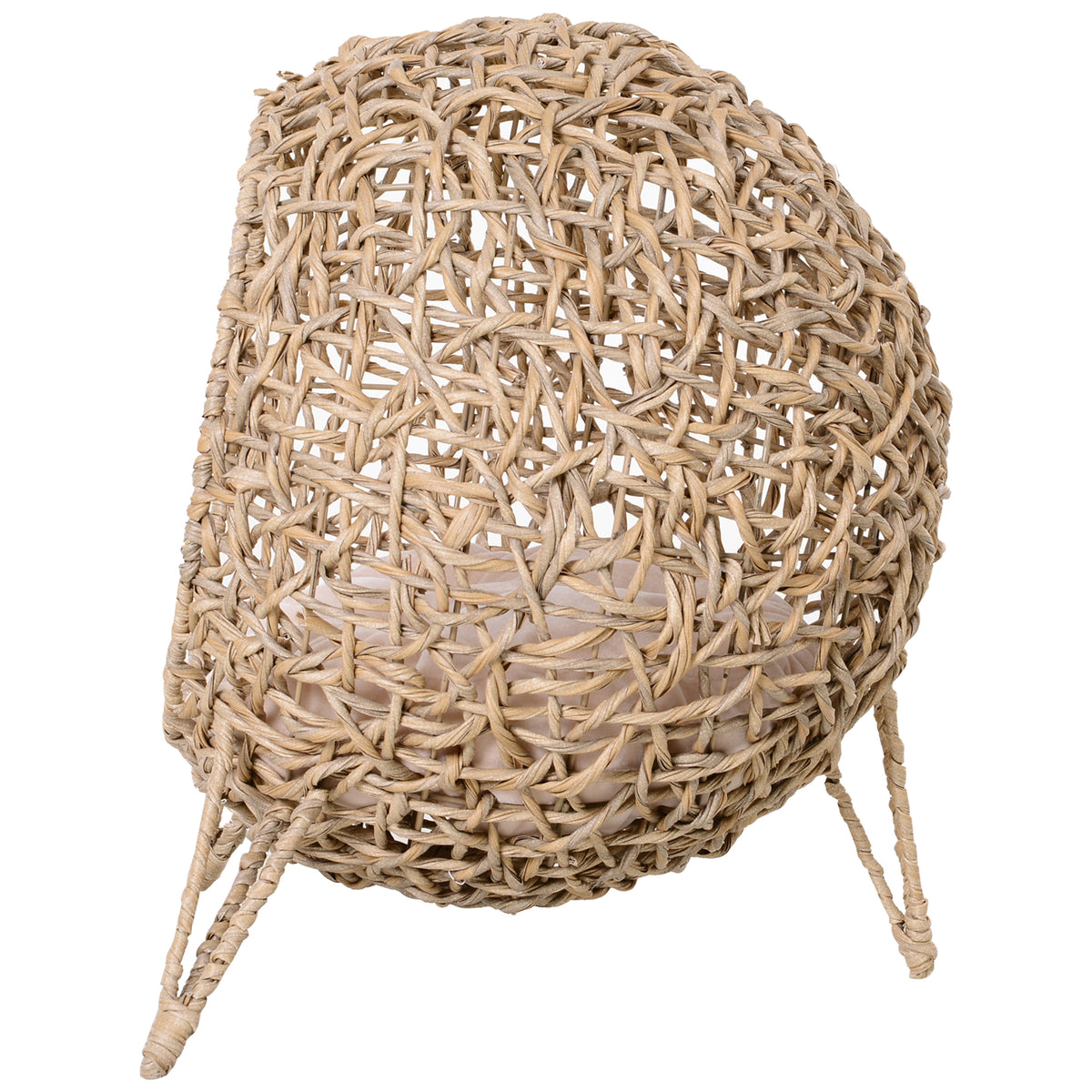 PawHut Katzenhaus aus Rattan mit Kissen Katzenschlafplatz Katzenhöhle mit erhöhten Füßen Natur Ø52 x 58 – Produktabbildung 10
