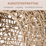 PawHut Katzenhaus aus Rattan mit Kissen Katzenschlafplatz Katzenhöhle mit erhöhten Füßen Natur Ø52 x 58 – Produktabbildung 6