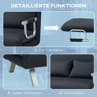 HOMCOM Schlafsofa, 5-fach verstellbar, Wildlederimitat, Stahlrahmen, inkl. Kissen, Schwarz – Produktabbildung 5