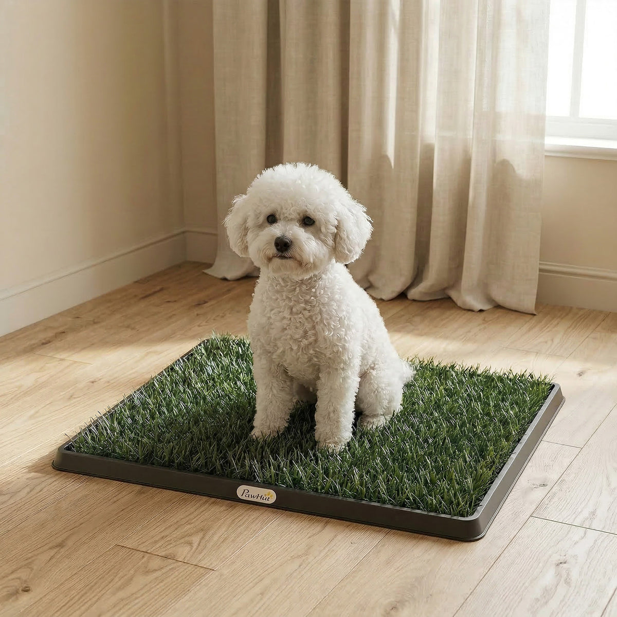 PawHut Hundetoilette 63 x 50,5 cm Hundeklo mit 2 Kunstrasen waschbar Welpentoilette für Hunde für Balkon – Produktabbildung 2
