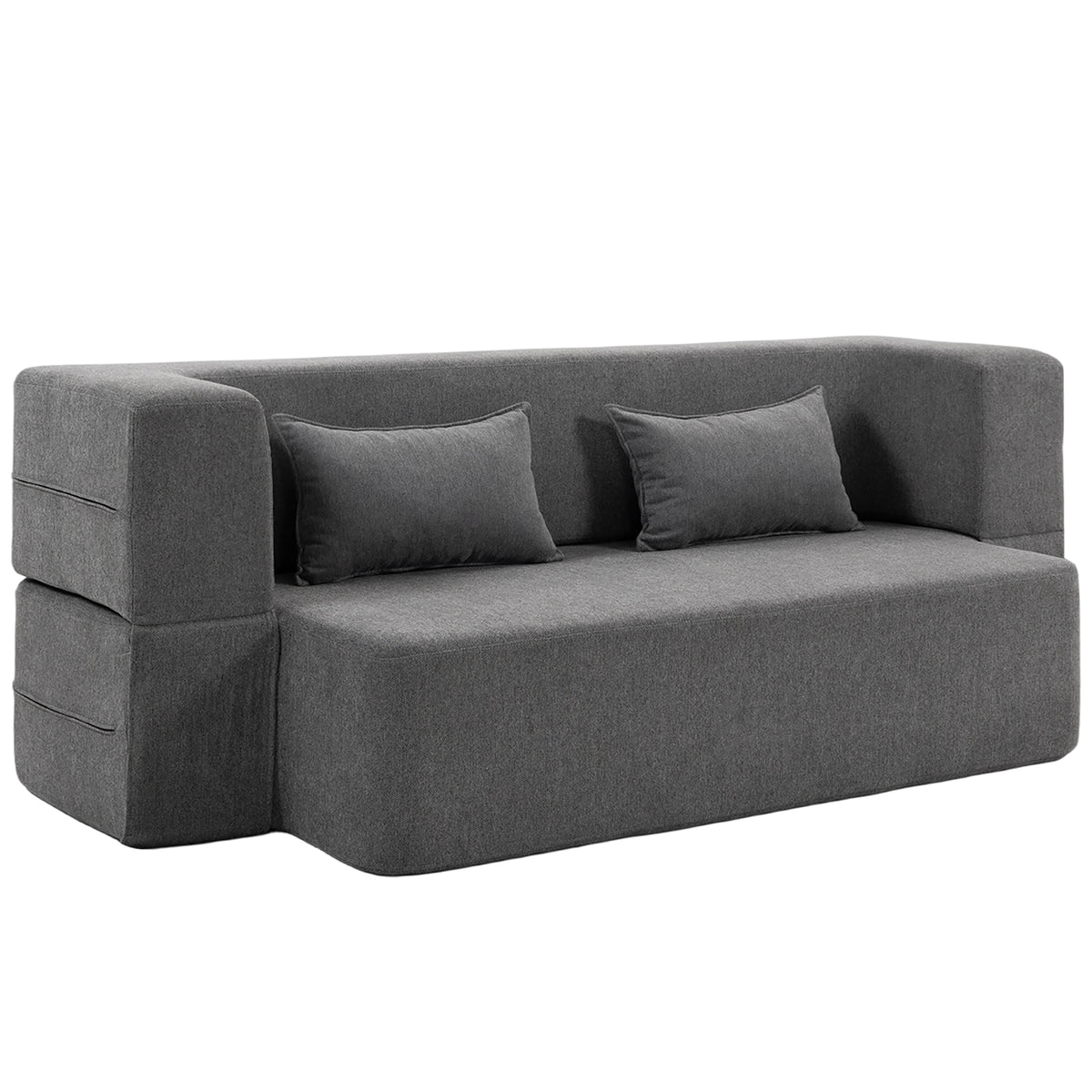 HOMCOM 2-Sitzer-Schlafsofa aus Schaumstoff, Schlafcouch mit breiten Armlehnen, 2 Kissen, 360 kg