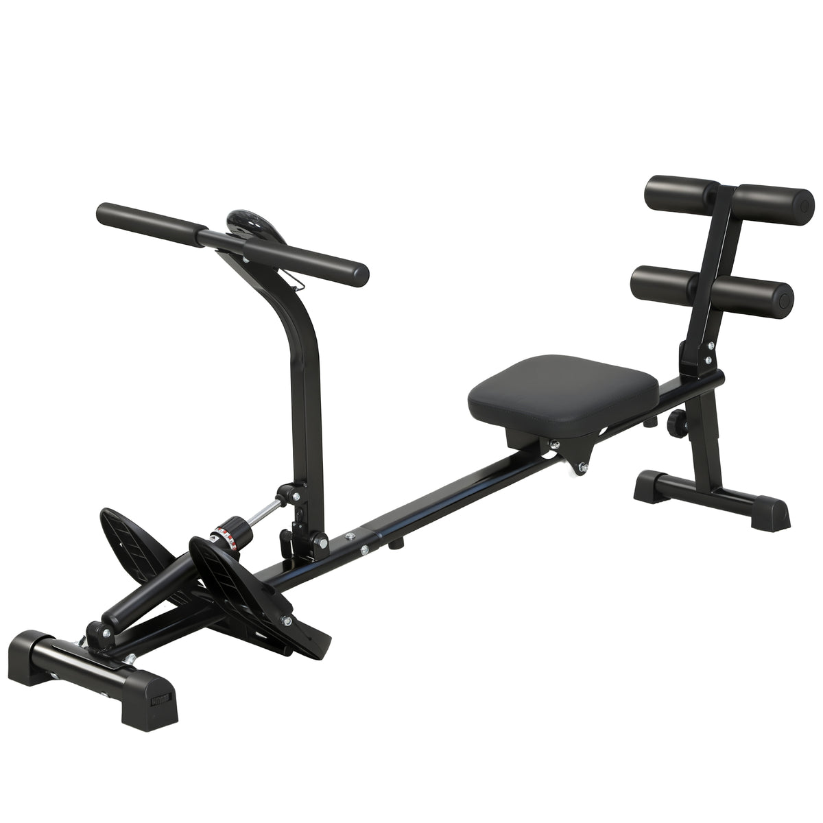 Rudermaschine, Rudergerät für Situps, 12-stufig verstellbar, 2-in-1 Kardiogerät, LCD-Anzeige, Stahl