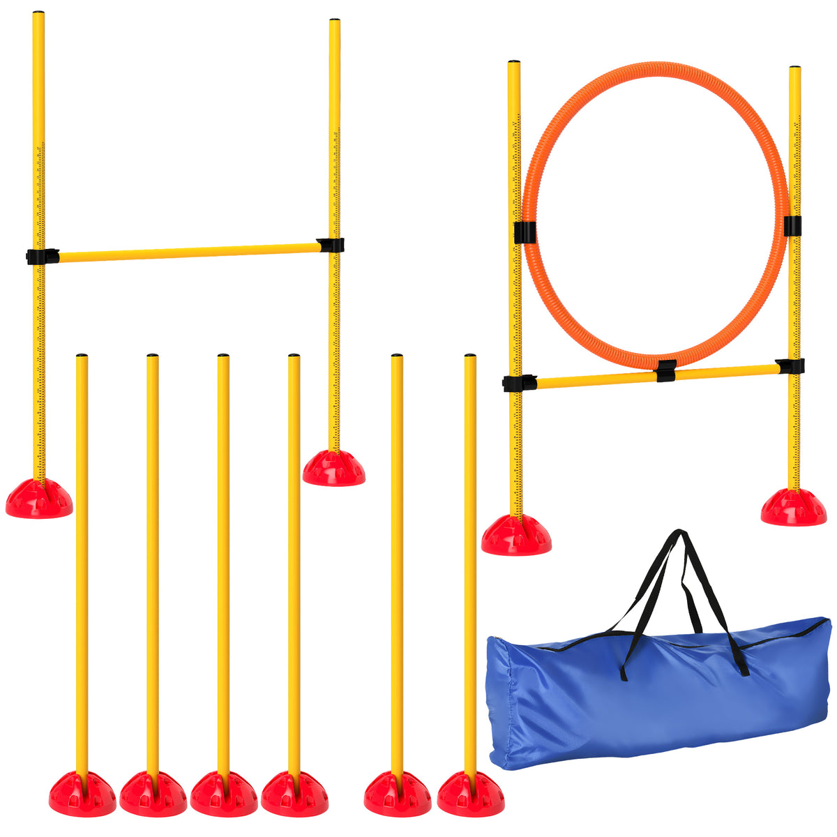 PawHut Agility Set Hunde 3-teiliges befüllbar Agility-Ausrüstung für Hundetraining Steckhürdenset mit
