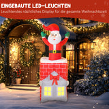 Outsunny Aufblasbare Weihnachtsdekoration, Weihnachtsmann in Schornstein, LEDs, Gebläse – Produktabbildung 4