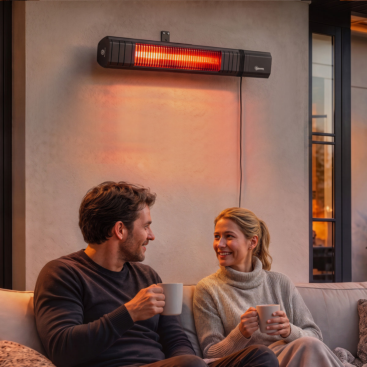 Outsunny Infrarot Heizstrahler Hängend 2000W Carbonfaser Deckenheizstrahler mit App Touch & – Produktabbildung 2
