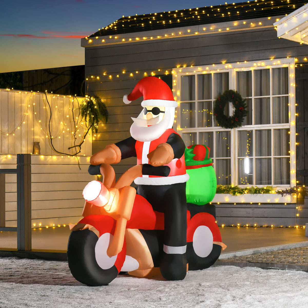 HOMCOM Weihnachtsdeko Aufblasbarer Weihnachtsmann Outdoor-Weihnachtsdekoration, inkl. Gebläse, 1,65 m – Produktabbildung 2