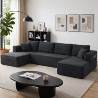 HOMCOM Modulares U-Sofa mit 2 Chaiselongues, Cord-Schlafsofa mit hochdichtem Schaumstoff und – Produktabbildung 10
