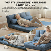 HOMCOM Bodensofa Schlafsofa Sofa, klappbar, verstellbare Rückenlehne, 102 cm x 73 cm x 60 cm , Blau – Produktabbildung 4