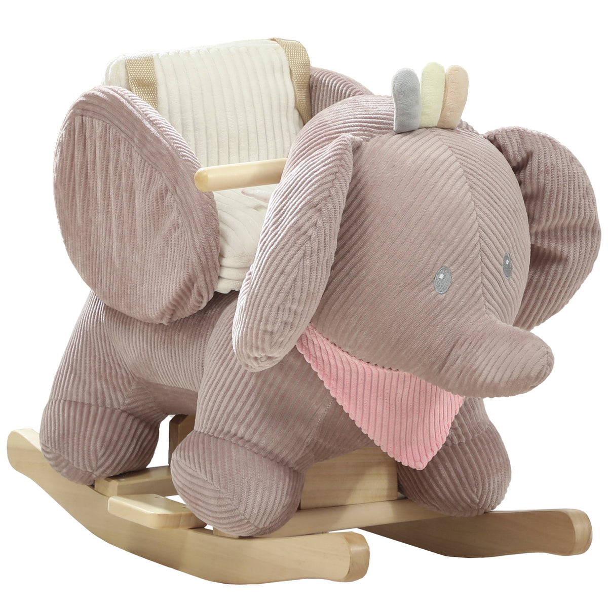 Schaukeltier, Elefant-Schaukel, interaktive Tiergeräusche, Holzrahmen, für Kinder 1,5-3 Jahre, 65 x 32 x 49
