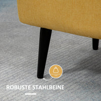 HOMCOM Sitzbank, Sitztruhe, Polsterbank, Leinenoptik, bis 150kg, 101x38,5x44,5 cm, Gelb – Produktabbildung 5