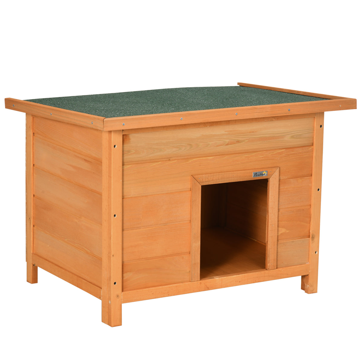 PawHut Hundehütte Outdoor, Hundehaus aus Holz mit Aufklappbares Asphaltdach, Wasserdichte Hundehöhle mit