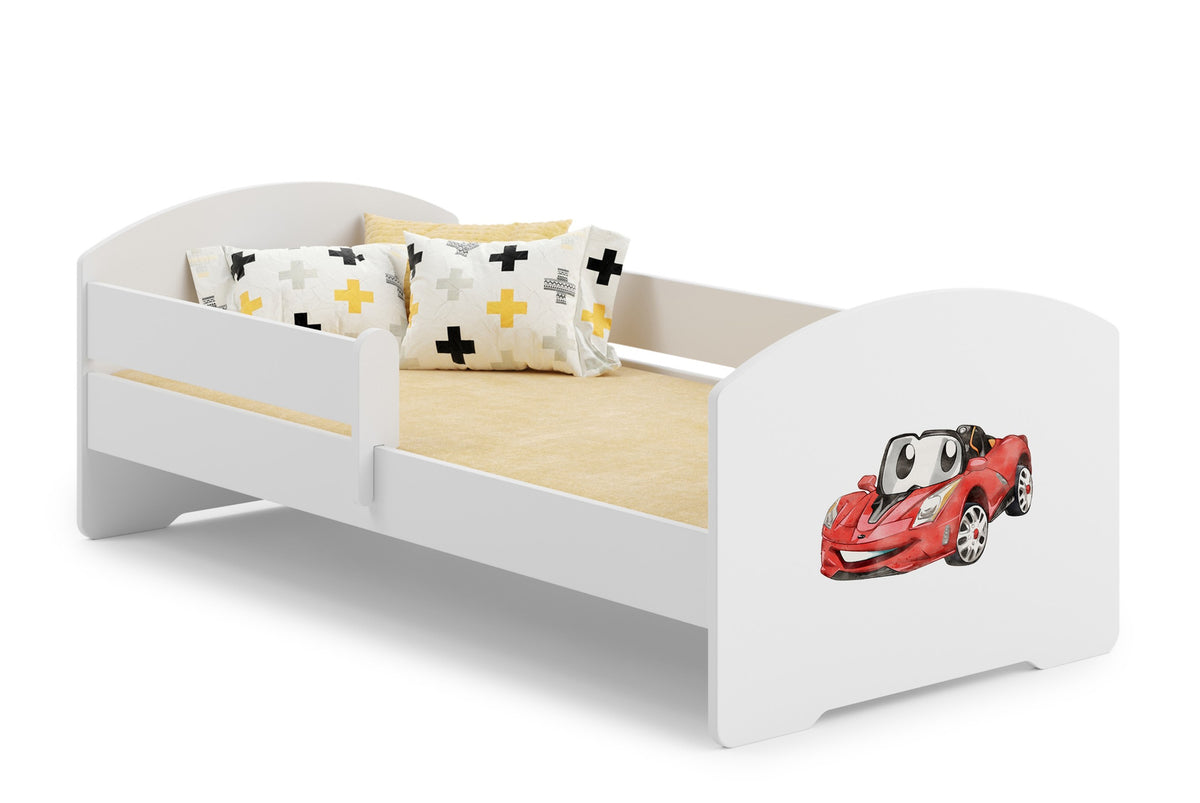 Children's bed Luk 140x70 with railing - Racing car