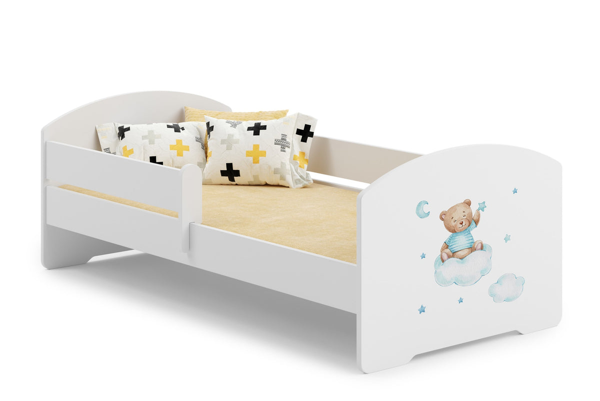 Luk - single bed 140x70 with artwork - Blue teddy bear