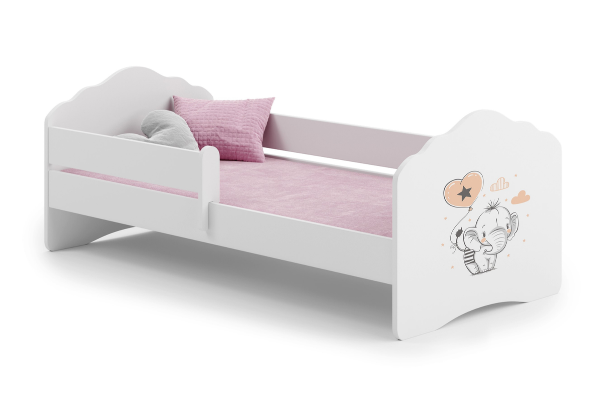 KOBI 5903641552479 Bild 1 – Kinderbett FALA 160x80 mit Schutzbarriere - Elefant