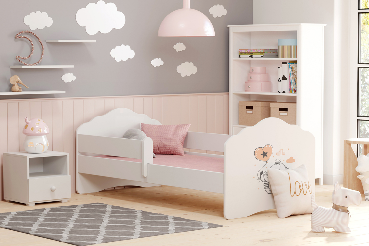 KOBI 5903641552479 Bild 2 – Kinderbett FALA 160x80 mit Schutzbarriere - Elefant