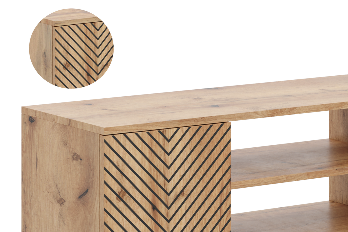 KOBI 5905602650170 Bild 1 – Focus loft TV-Schrank 135 cm - herringbone decor - Eiche Craft