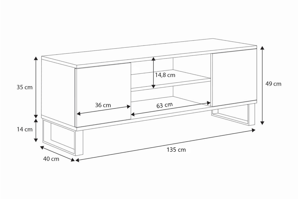 KOBI 5905602650170 Bild 6 – Focus loft TV-Schrank 135 cm - herringbone decor - Eiche Craft