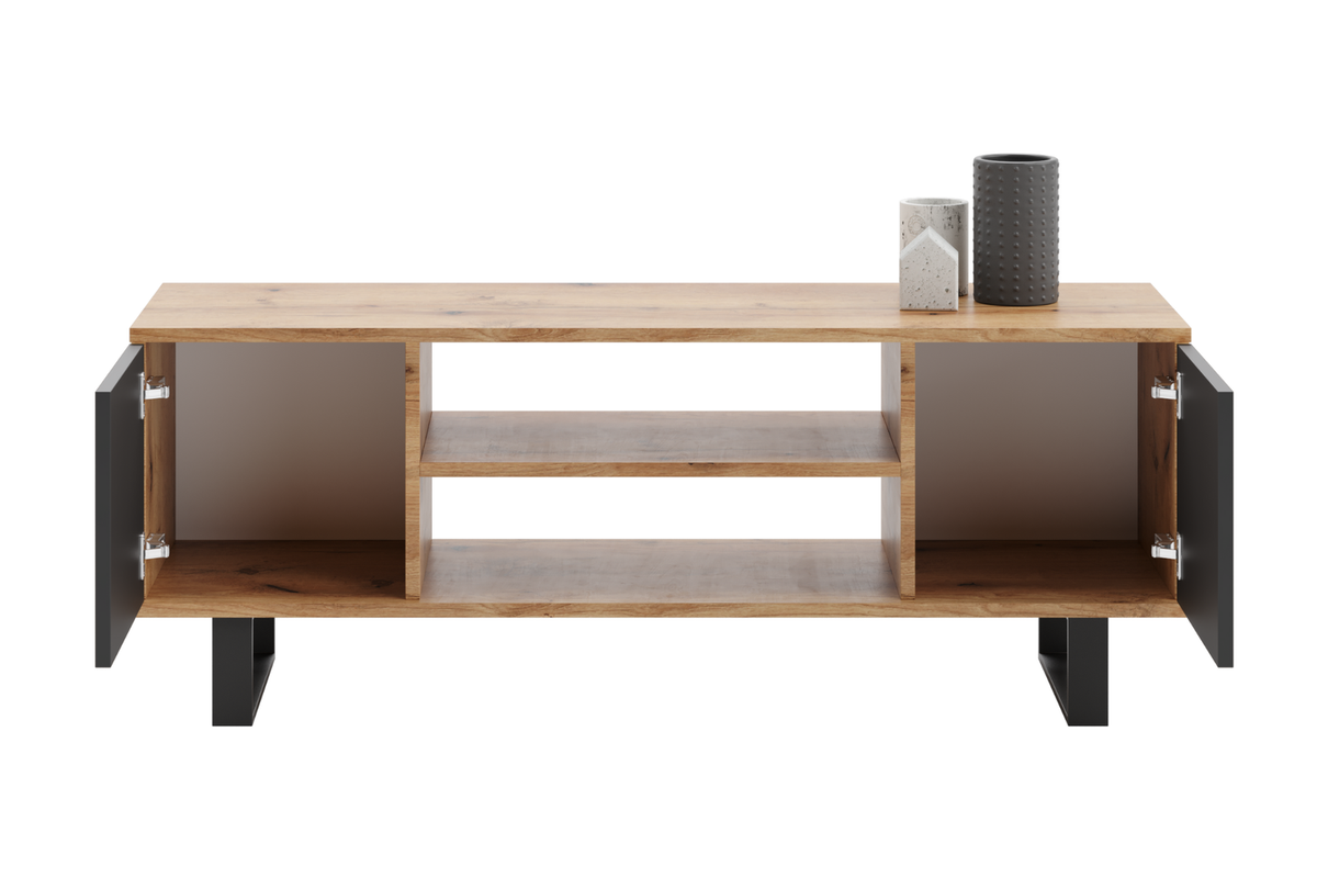 KOBI 5903699832257 Bild 1 – TV-Schrank FOCUS 155 cm - Metallfüße Eiche Craft - schwarz